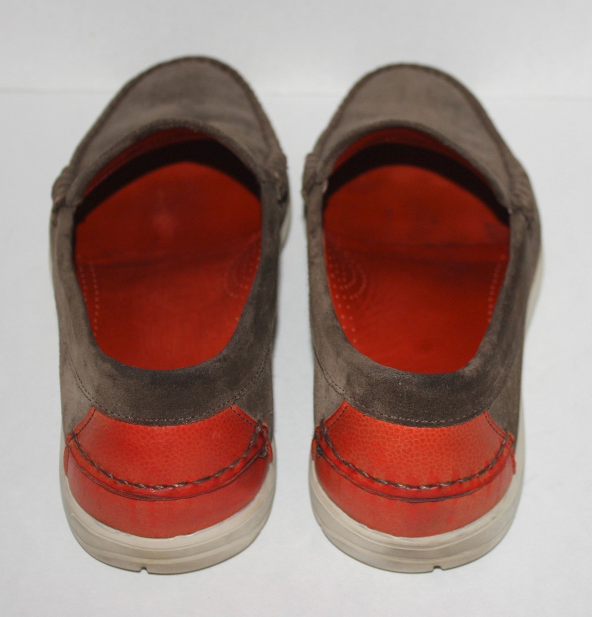 Rare Mens Allen Edmonds Navy Pier Green Orange Suede Loafers  display picture 2