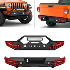 Front /Rear Bumper W/ Paintable Armor & D-rings For 2020-2024 Jeep Gladiator JT