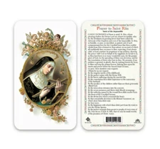 Prayer to Saint St. Rita - Saint of the Impossible - Plastic Holy Card