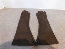 Vintage Women's Brown Suede Leather Gloves Size 6-1/2" New
