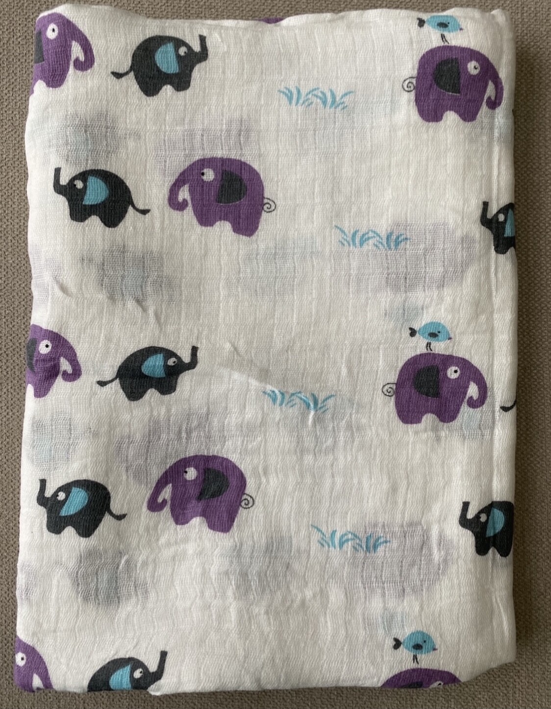 Elephants Muslin Swaddle Blanket for Baby Girls Soft Breathable  -image