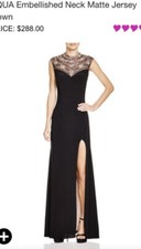 AQUA Embellished Neck Matte Jersey Gown Sleeveless Long Evening Prom Size 2