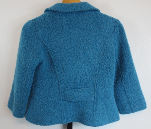 CAbi 186 Bourke Jacket Blazer Boucle Cropped Womens 2 Turquoise Blue Wool Blend - Picture 5 of 10