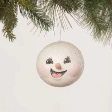 Bethany Lowe Laughing Snowman Head Christmas Ornament Snow Smiling Snowball New