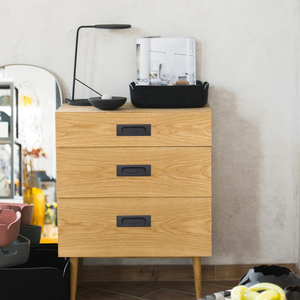 4.72 Inch Matte Black Recessed Flush Finger Pulls for Closet Door