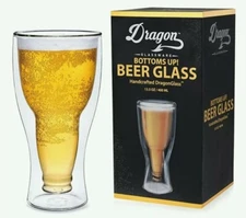 - Dragon Glassware - Upside Down Bottle Beer Glass, Double Wall Mug, 13.5-Oz New