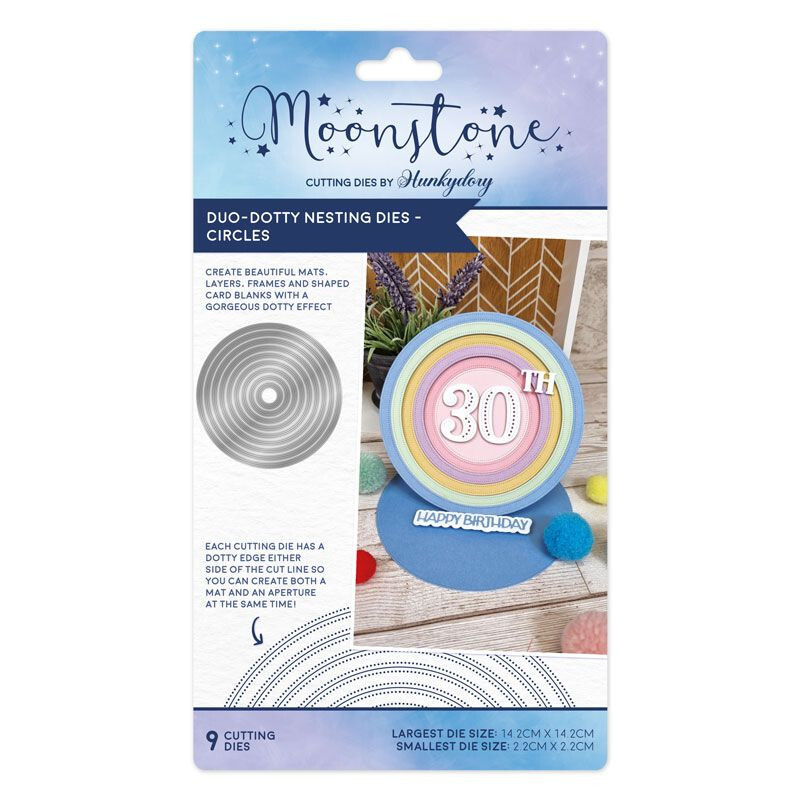 Hunkydory Moonstone Duo- Dotty Nesting CIRCLES Craft Die Set - MSTONE855