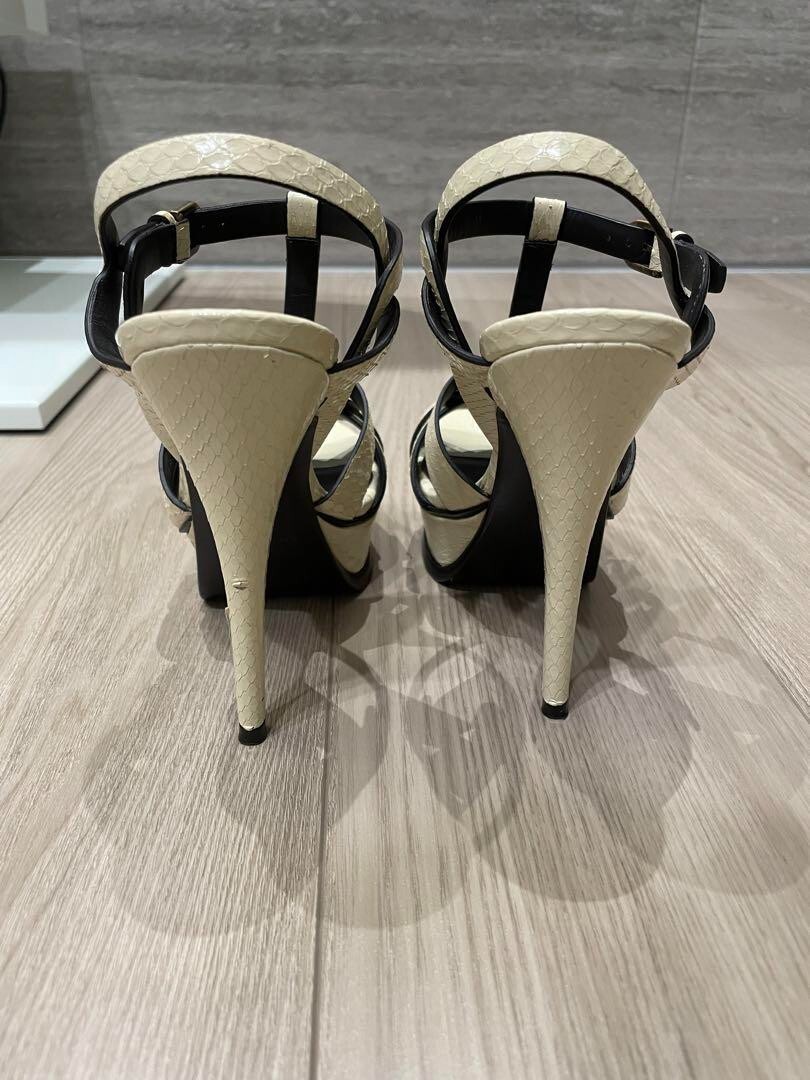 Sandali decolte Yves Saint Laurent YSL tacco panna taglia 34 US4 usati