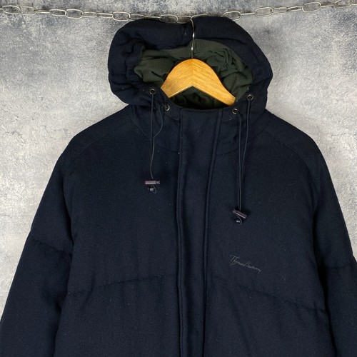 Men’s Vintage Thomas Burberry Wool Down Jacket Puffer Blue Size L - Picture 2 of 7