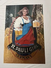 Vintage 1986 St Pauli Girl German Beer Poster With Sexy Woman 31.75”x21”