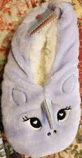 Cat Jack Purple Unicorn Slippers Girls Sz Xs/s Shoe Sz 9-1 NWT gripper bottoms