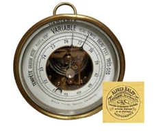 1900’s Swiss Made Desktop Tabletop Aneroid Barometer With an Open Dial