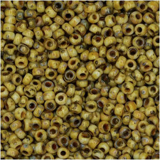 round Seed Beads, 11/0 Size, 8.5 Gram, Opaque Canary Yellow Matte Picasso