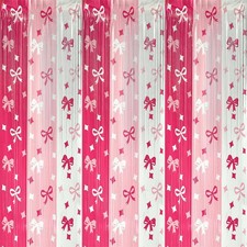 3 Pack Pink Bow Tinsel Foil Fringe Curtains Party Backdrop Birthday Decoration