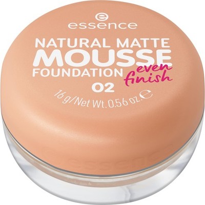 essence NATURAL MATTE MOUSSE FOUNDATION 02 Warm 15 g (1er Pack), Warmes Beige 