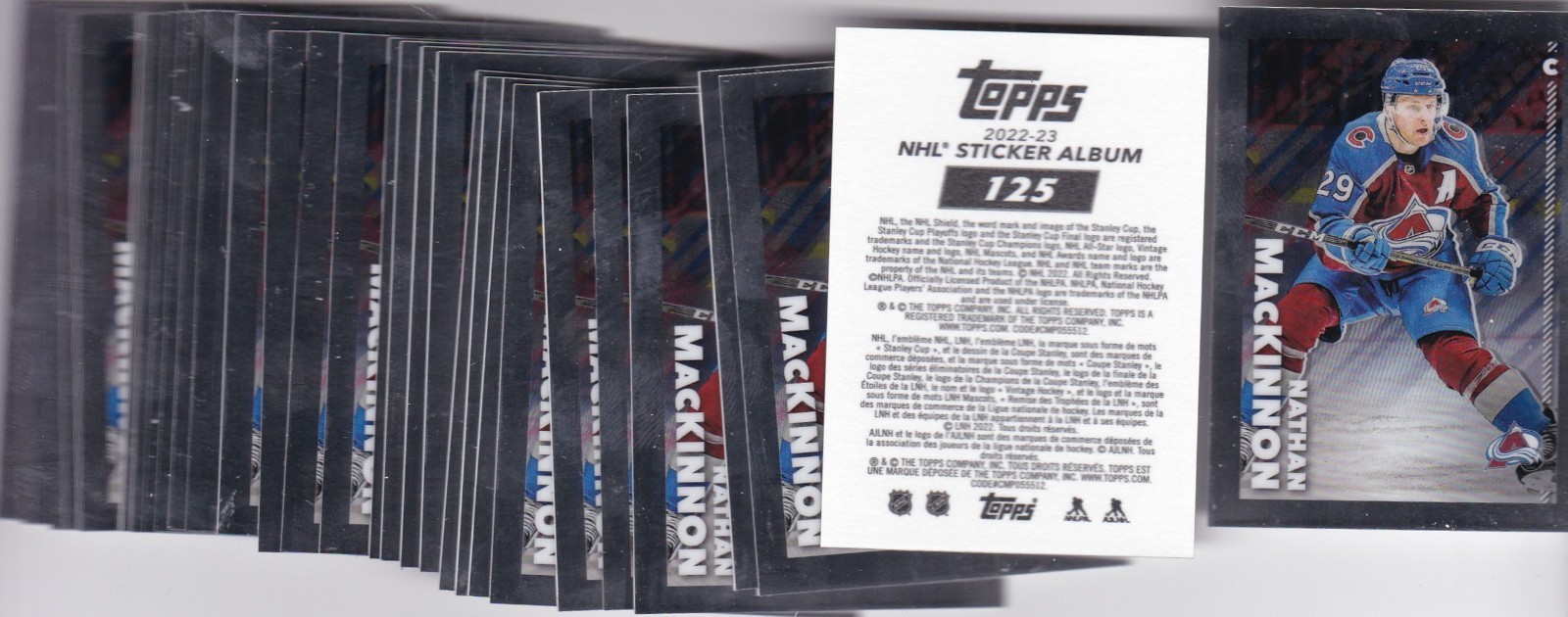 (50) 2022-23 Topps NHL Chrome STICKERS #125 NATHAN MACKINNON x50 -COLORADO
