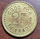 W VIRGINIA Token Joseph Morrone Gen Mer RIVESVILLE W.VA. Brass 23.6mm GF 25c — photo 2