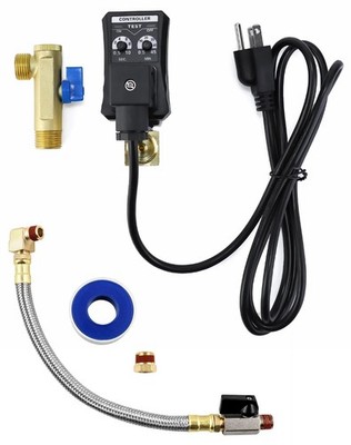 QWORK Automatic Timed Condensate Drain Valve with Steel Hose 1/4 Split Set