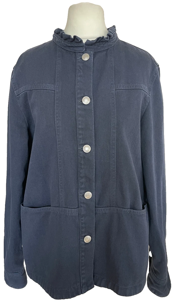 Suncadmious Giacca in Denim a Maniche Lunghe con Bottoni Ricamati da Donna con Risvolto Classico Oversize Sottile Giacca a Vento Lunghezza Media Colletto da Abito (Blu 1,S