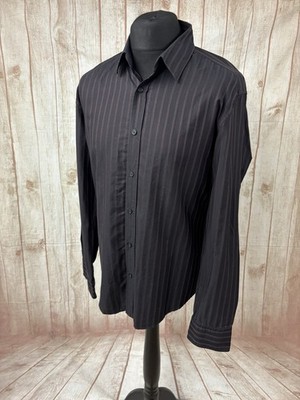 Hugo Boss Hemd schwarz weinrot rot gestreift XL Herren Slim Fit Langarm