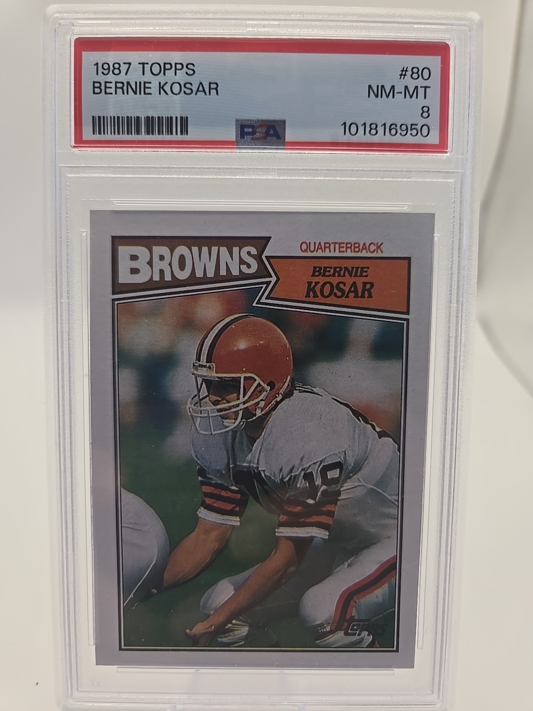 1987 TOPPS #80 BERNIE KOSAR PSA 8