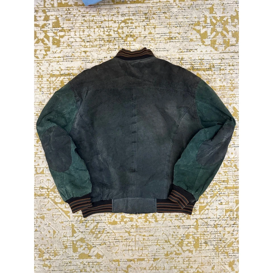 Chaqueta de bombardero vintage Varsity Princeton NJ para hombre de cuero gamuza XLXG bloques de colores Foto 2 de 4