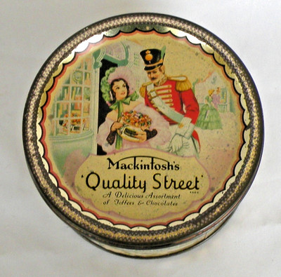 Vintage ENGLISH CANDY TIN Mackintosh's QUALITY STREET Toffee & Chocolates 1 LB.