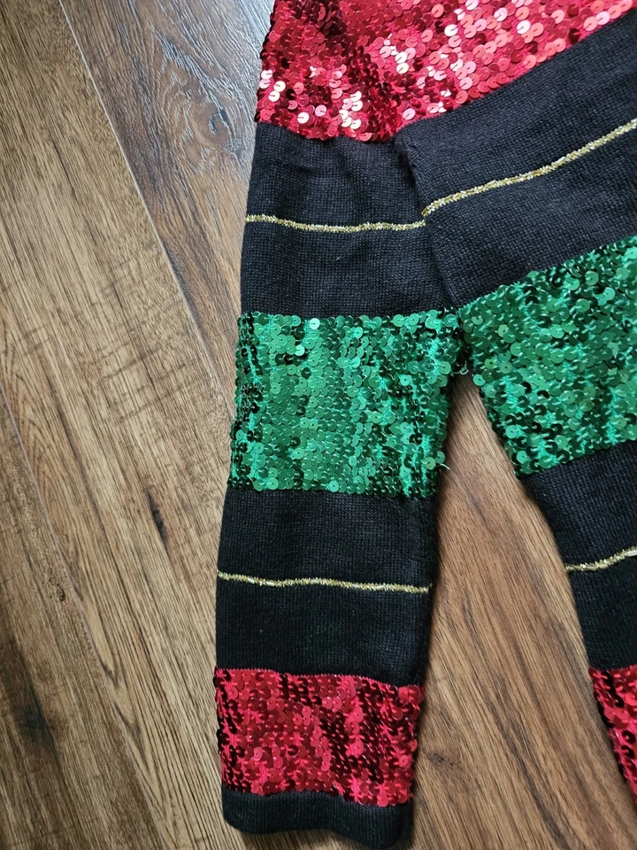 Vintage Berek Lantejoulas Natal Férias Suéter Feminino Médio Poinsetta Broche - Imagem 4 de 4