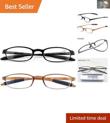 Portable Lightweight Reading Glasses - Anti-Slip Design & 2.5X Magnification Duo