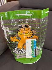 Vintage Garfield Plastic Clear Drawstring Bag - NEW WITH TAG - 1978