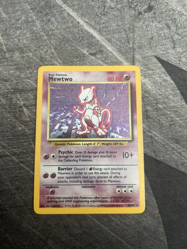 Pokémon Mewtwo TCG Base Set Holo Card 10/102 MP/HP Condition