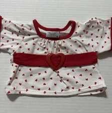 Build A Bear BAB White Top Red Hearts With Attached Red Belt 
