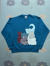 Vintage 90s crewneck sweatshirt handmade cut sew kitties cats cute large