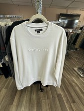 Michael Kors Men's White Logo Crew Neck Pullover Sweatshirt Long Sleeve L