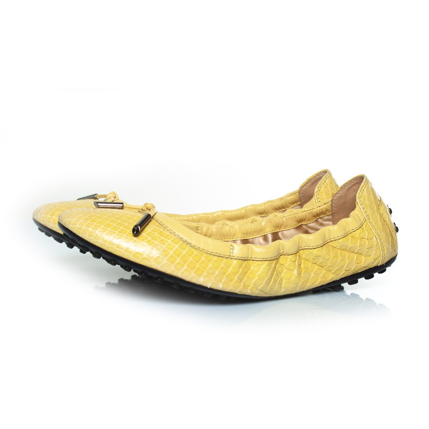 Tod’S Yellow Python Leather Ballet Flats Female Y… - image 1