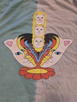 RIPNDIP RIP N DIP  Alien Cat Splitting Head Street Skate Shirt - Small Blue