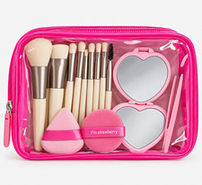 NEW Pink Makeup Bag Set Cosmetic Travel Case ...