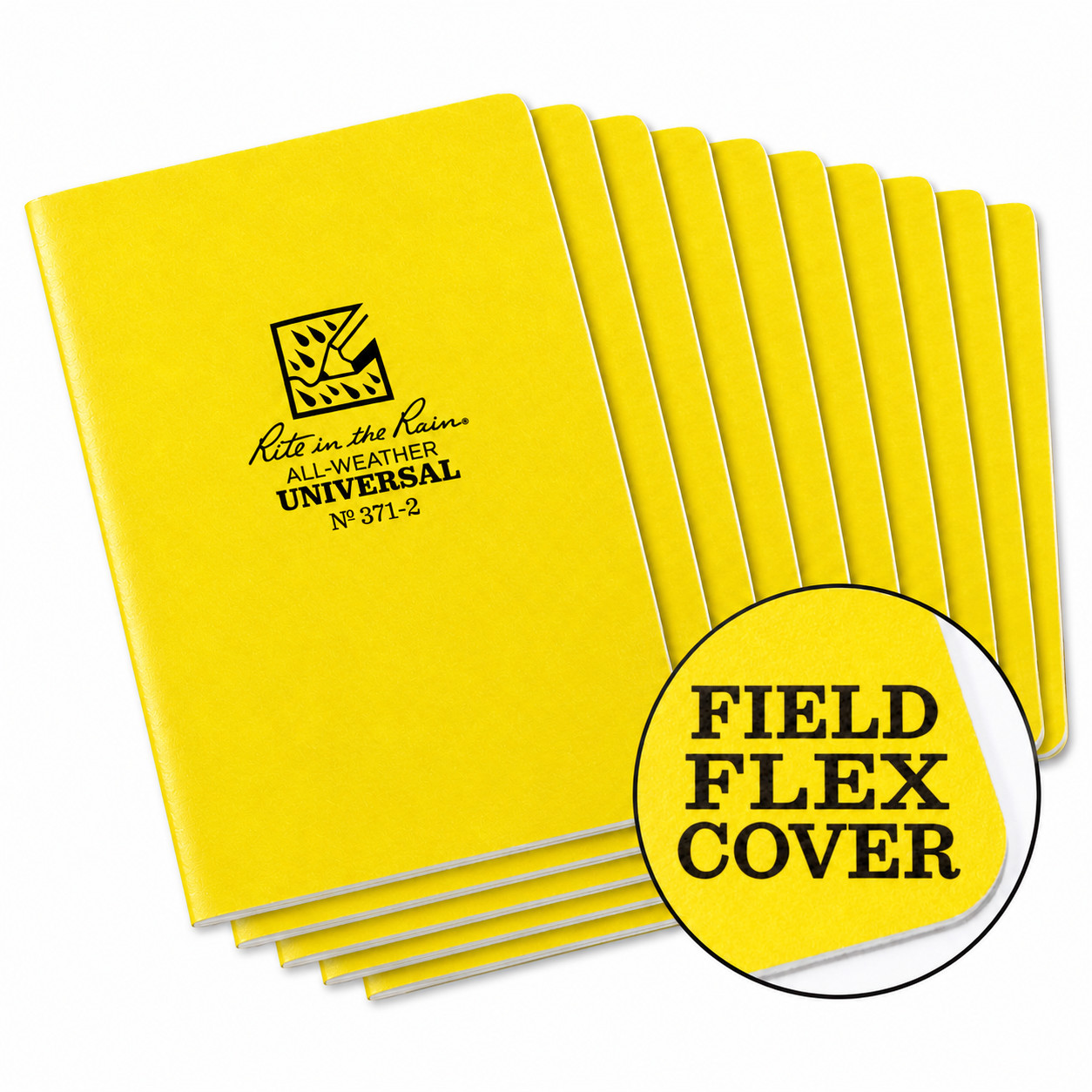 Rite In The Rain Stapled Notebook 371-2 (10 books) Yellow, 4 5/8" x 7" Universal