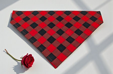 Personalized Buffalo Check Plaid Dog Bandana OVER COLLAR Bandanna Valentines Day