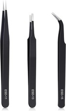 3PCS Precision Tweezers Set, Upgraded Anti-Static Stainless Steel of Tweezers