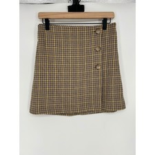 "NWT"American Eagle Y2K Academia Plaid Button Front Mini Skirt- Sz.M Preppy