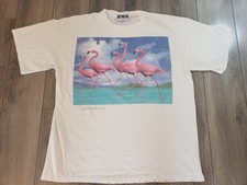 Vintage 1993 Artwear Collection Sz Large Flamingo Beach Novelty T Shirt USA Made