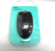 Lot of 8 Logitech M100 Corded USB Optical Mouse Black New