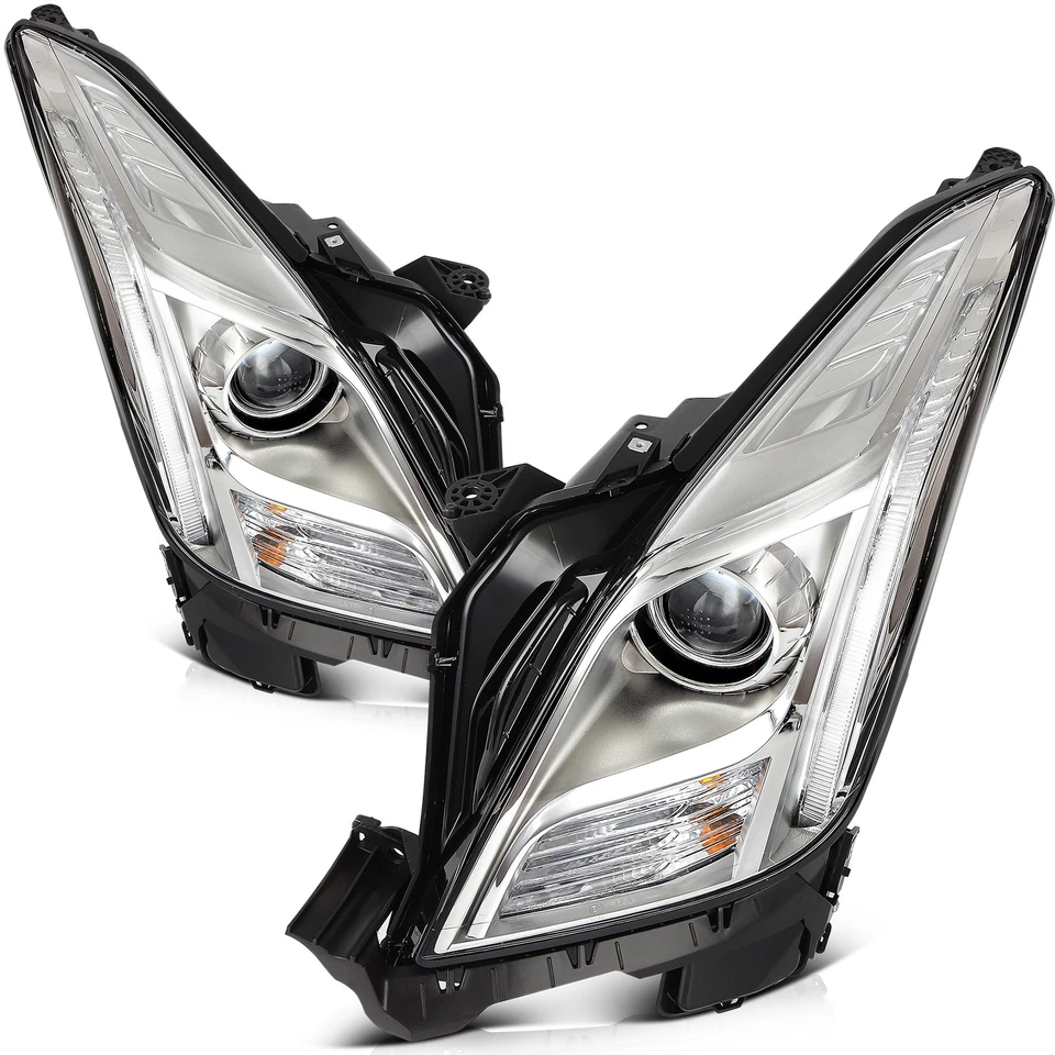 Chrome LH+RH Headlights Assembly For 2017-2013 Cadillac XTS 3.6L LED HID/Xenon Foto 4 de 4