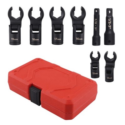 Professional 8PC Crow Foot Wrench Set 1/2 3/8 Drive for Hydraulic