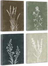 Drsoum Vintage Botanical Boho Framed Wall Art Wooded Antique Flower Bouquet Prin