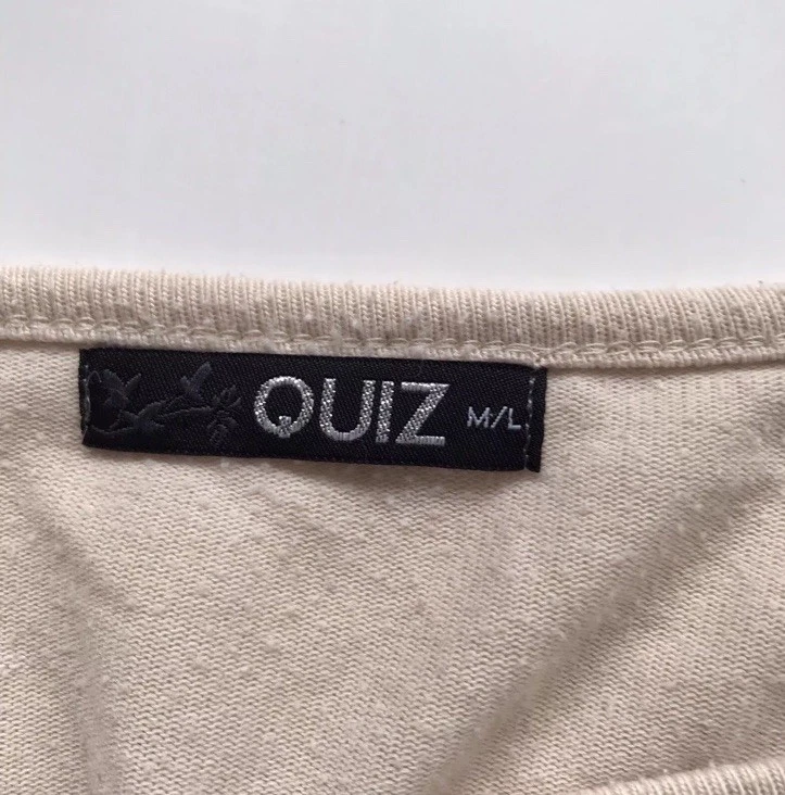 Quiz Jumper Womens Size M/L Beige Mix Long Sleeve Beaded Pre-Owned Top Polyester - Image 3 of 4