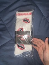 Chrome Hearts Chomper Socks Three Pack, Size Large white