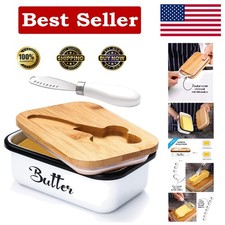 Ceramic Butter Dish with Lid and Knife for Countertop, Airtight Butter Keeper...