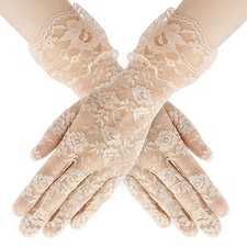 Lace Gloves for Wedding Tea Party, Evening Gloves for Women Beige